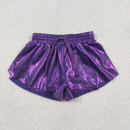 Baby Girls Purple Leather Ruffle Shorts Bottoms Cute Soft Leather Pants for Infants Girls with Ruffles