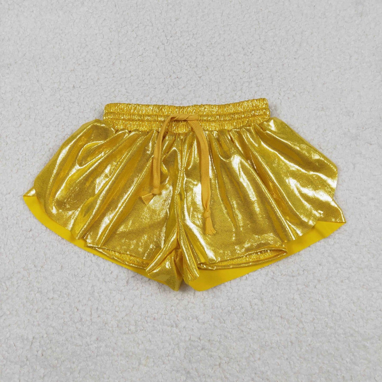 Baby Girls Leather Yellow Ruffle Shorts Bottoms Cute Soft Leather Clothing for Little Girls