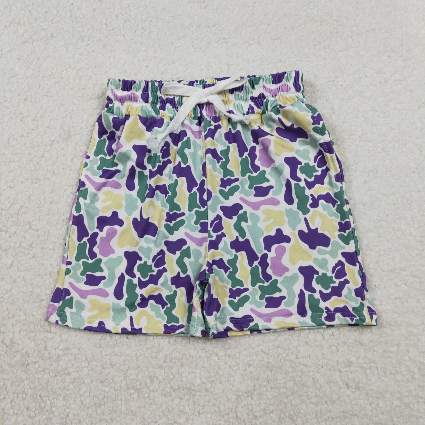 SS0734  Baby Boys Mardigras Camo Pockets Shorts Bottom D 1210