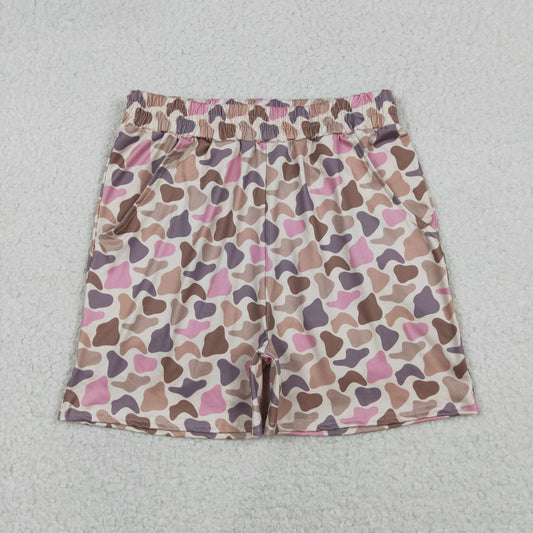 Adult Women's Southern Brown Pink Camouflage Shorts with Pockets Bottom Casual High Waist Trousers for plus Size Ladies