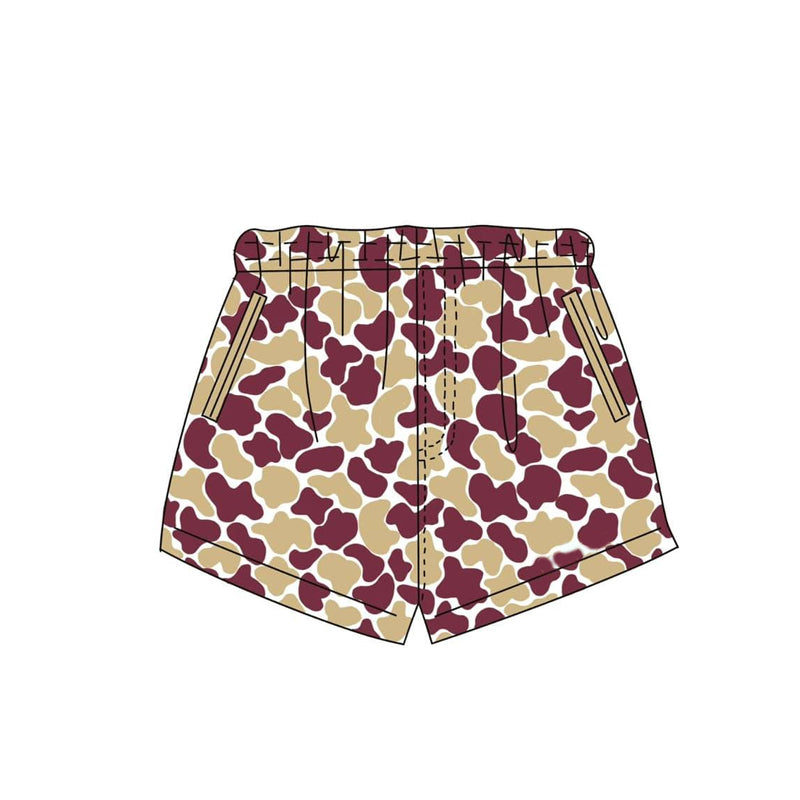 pre order maroon gold camo shorts