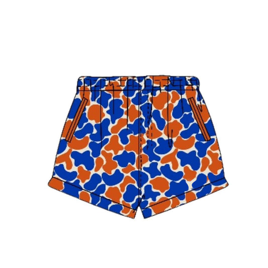 pre order blue orange camo shorts