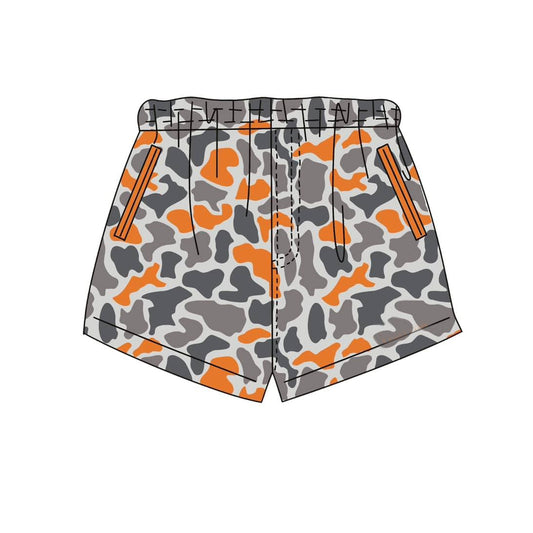 pre order grey orange camo shorts