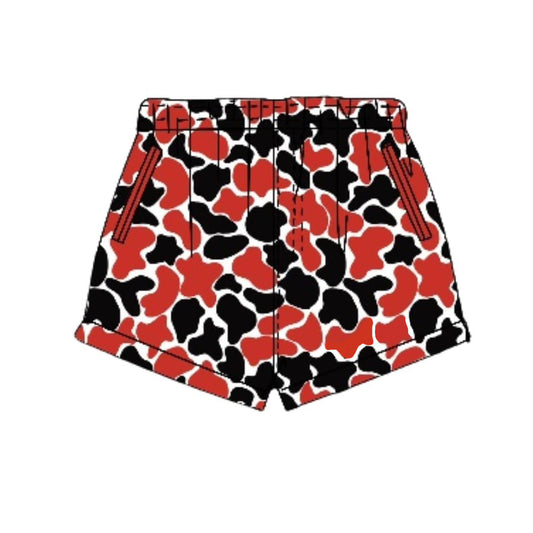 pre order black red camo shorts