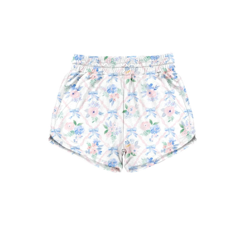 pre order ribbons trellis grandmillennial floral blue bow pinky roses coquette shorts