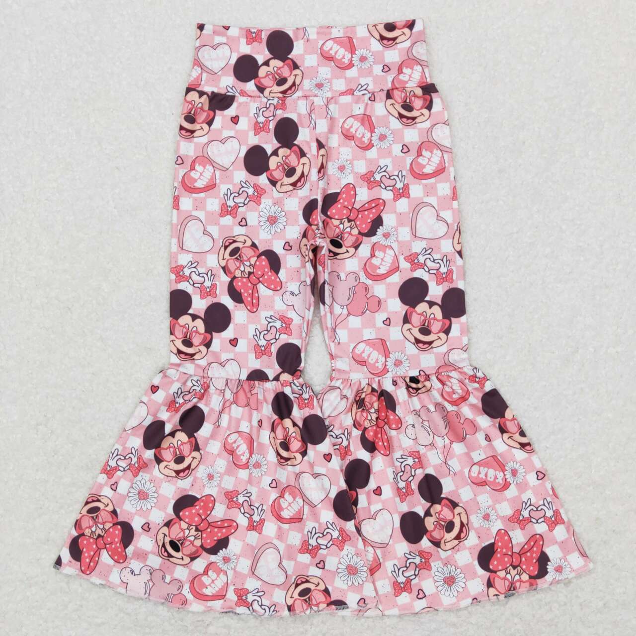P0366 girls Cartoon floral plaid trousers