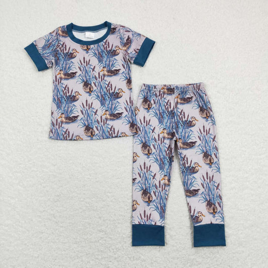 BSPO0280 Duck Pu stick blue short-sleeved trousers suit