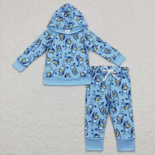 BLP0399 Cartoon blue hooded long sleeve trousers suit