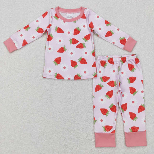 GLP0961 Floral Strawberry Pink Long Sleeve Pants Suit