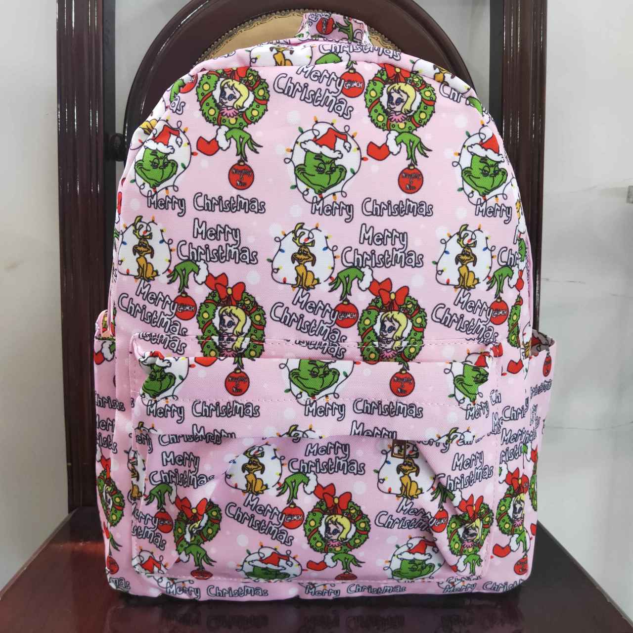 BA0148   merry christmas pink backpack