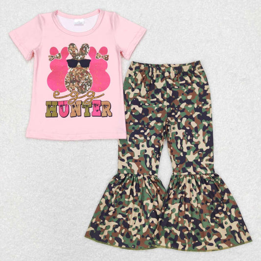 GSPO1049 hunter rabbit camouflage pink short-sleeved trousers suit