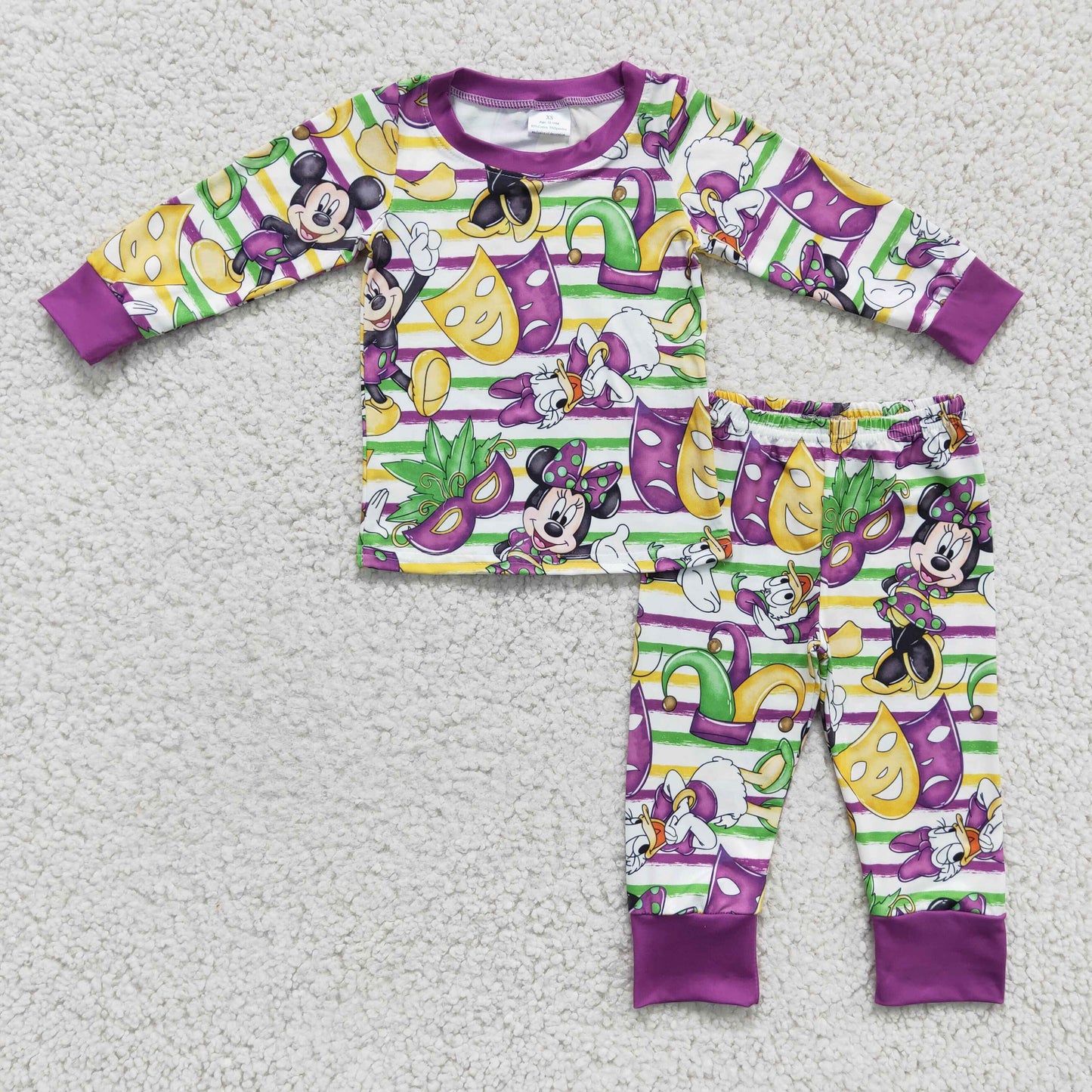 boy mardi gras cartoon mask pajama sleepwear