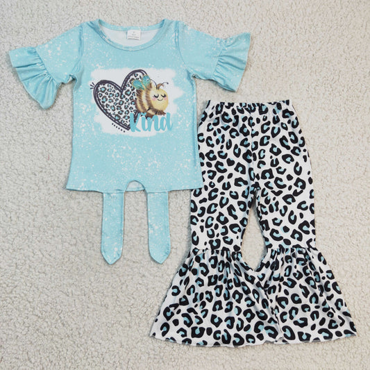 girl valentine blue leopard outfit bee kind