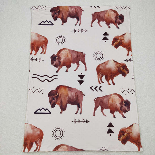 BL0068 Cow Arrow Sun Beige Baby Blanket