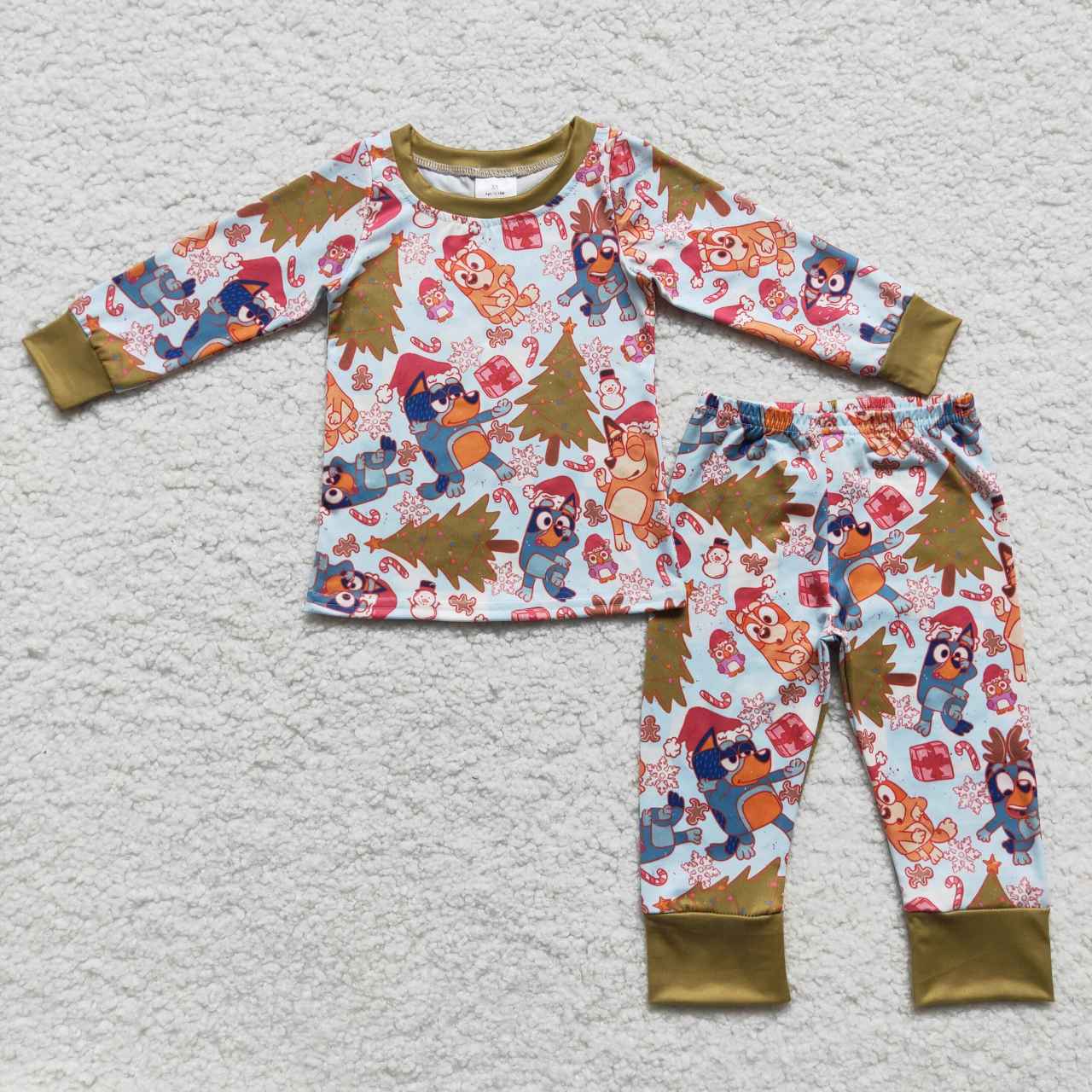 BLP0258 Boys' Christmas Green Long Sleeve Pant Set