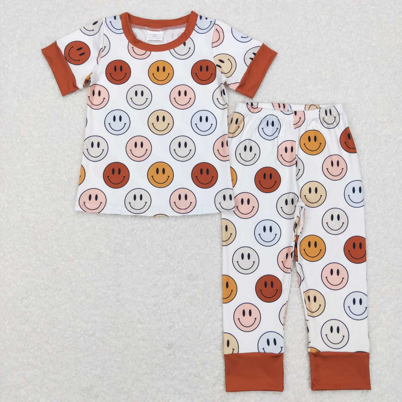 BSPO0225  brown and white short-sleeved trousers suit