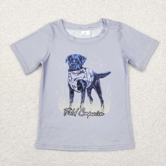 BT0463 field companion hunting dog camouflage blue short sleeve top