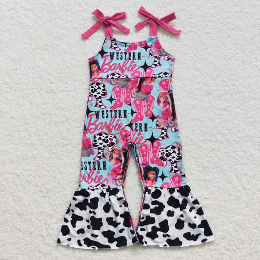 SR0425 Boots cow print blue camisole bodysuit