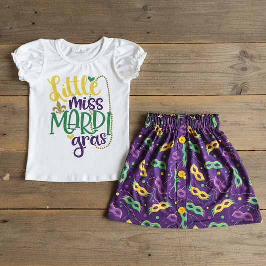 little miss mardi gras mask skirt holiday outfit