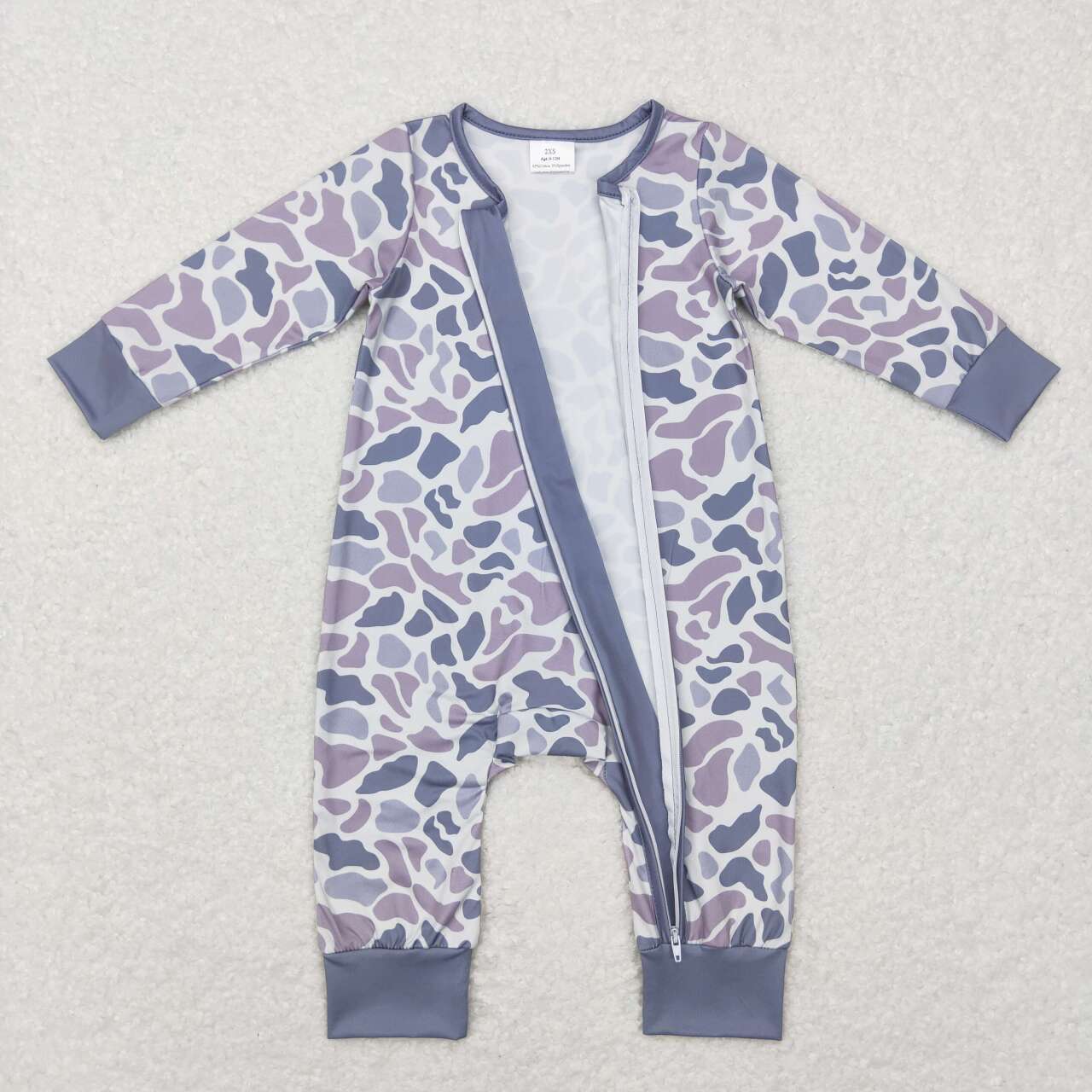 LR0819 gray camo zipper sleeper pajama