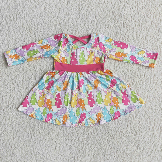easter girl's long sleeve dots peeps cross dress