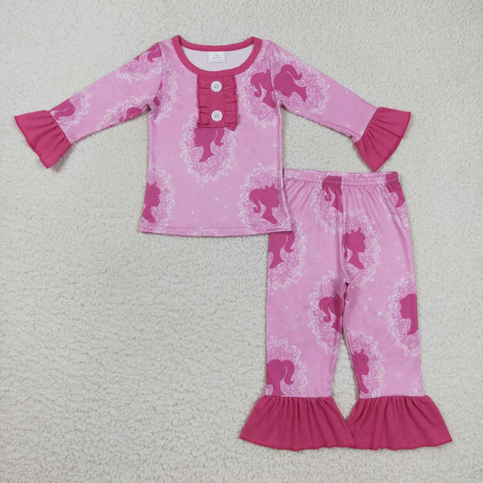 GLP0646 rose pink long sleeve trousers suit
