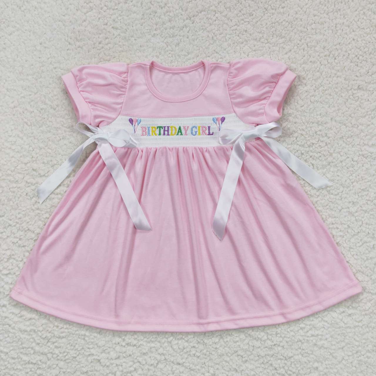GSD0433 Bow pink short sleeve dress
