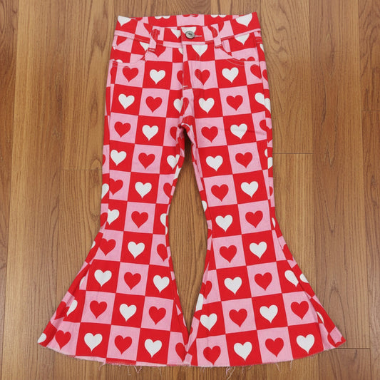 girl valentine's day heart print jeans