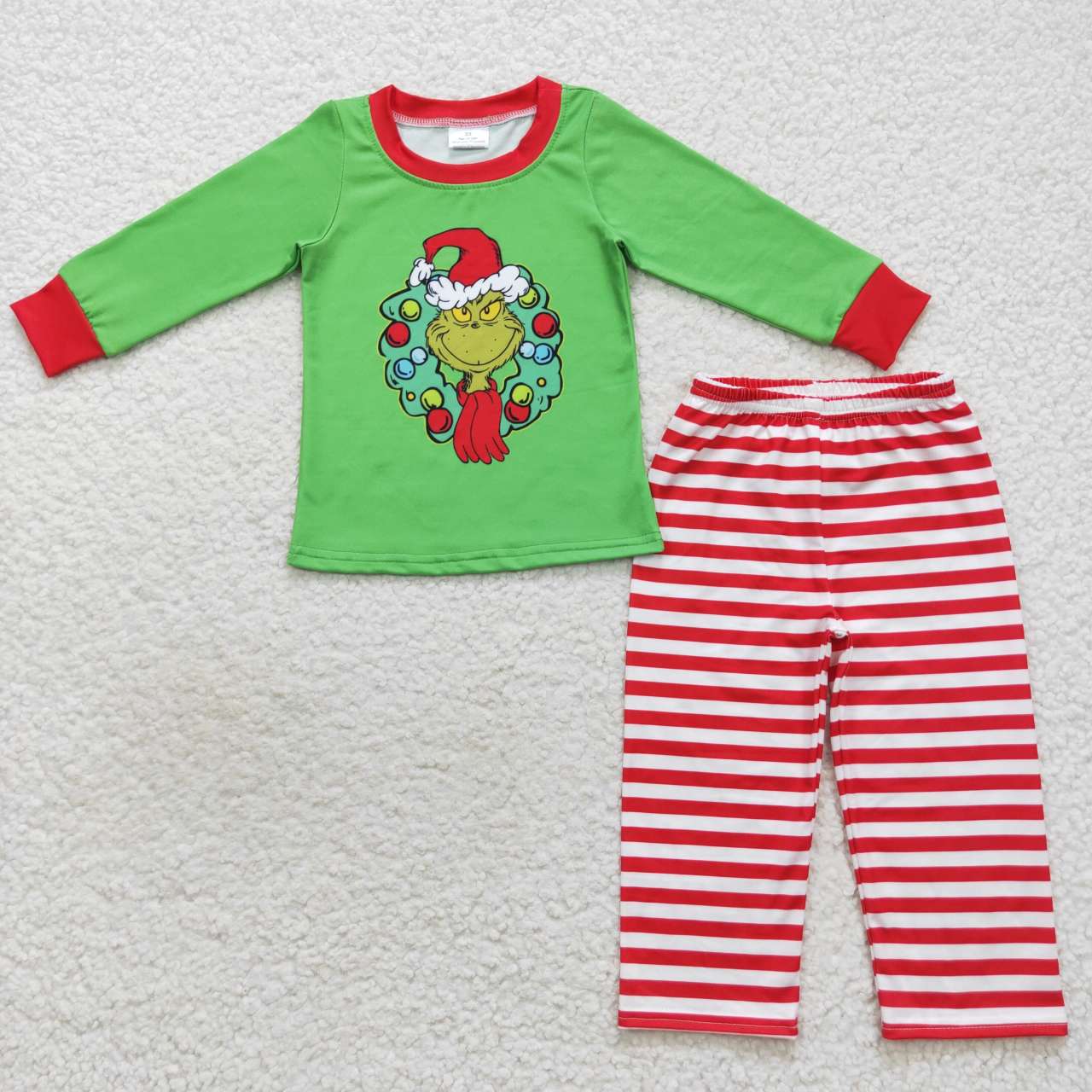 BLP0289 Garland Green Long Sleeve Red Striped Pants Suit