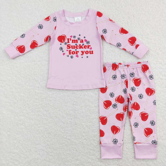 GLP1089 Love Lollipop Pink Long Sleeve Pants Suit