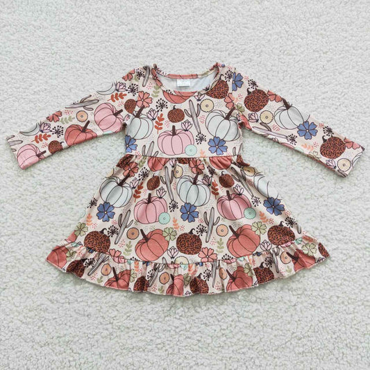 GLD0255 Pumpkin Cactus Blossom Beige Long Sleeve Dress