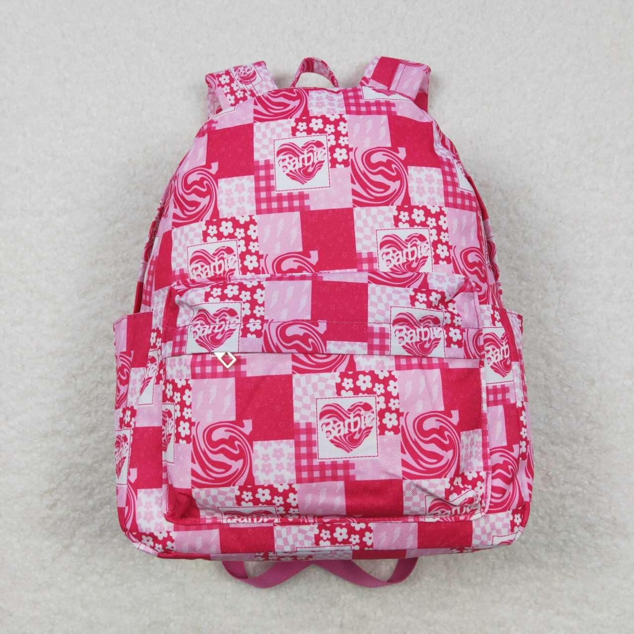 BA0114 Floral Rose Pink Plaid Backpack