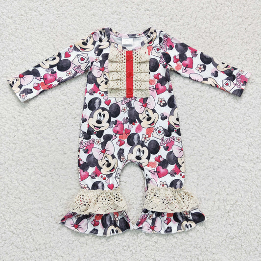 girls valentine cartoon lace romper