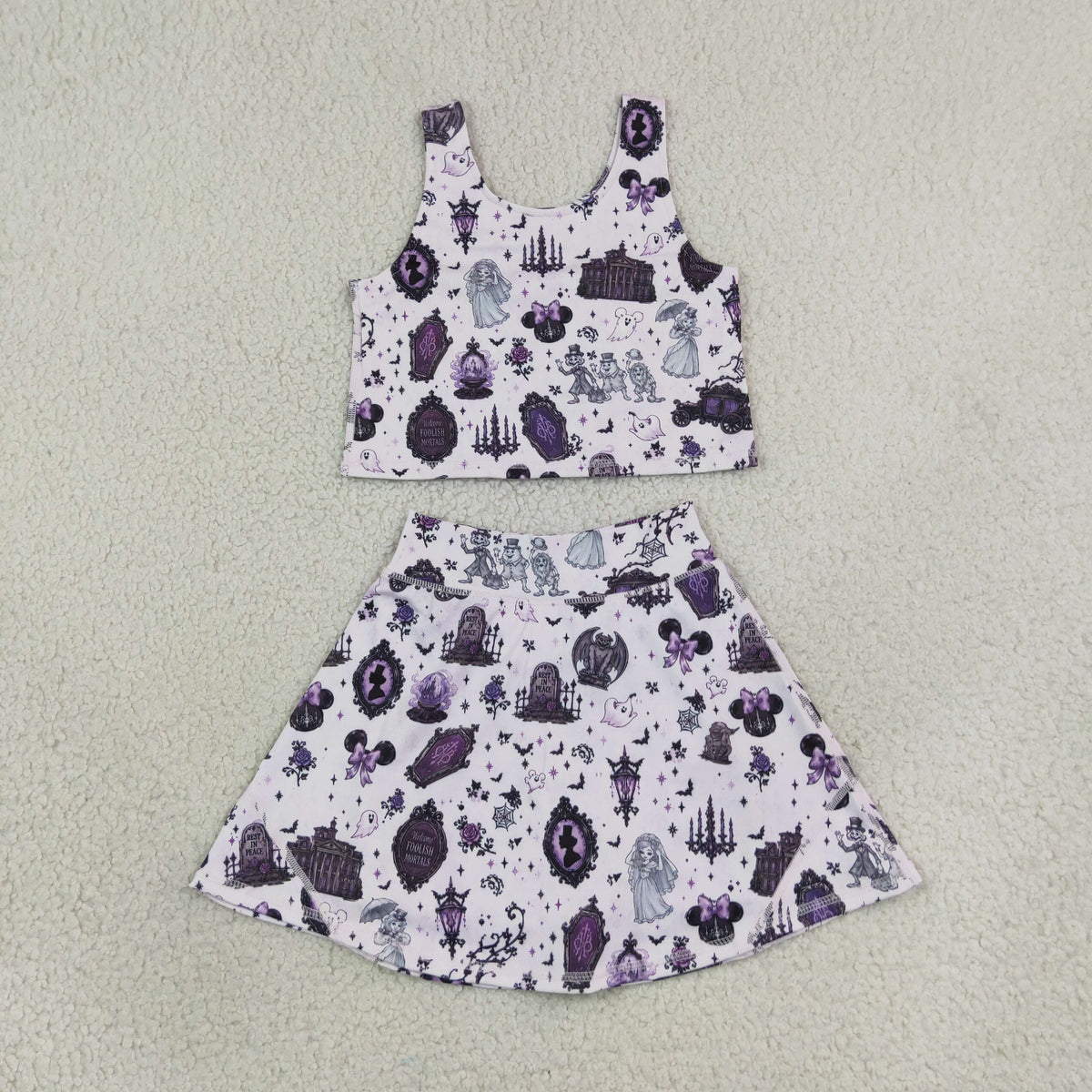 GSD4289 cartoon halloween queen athletic skort set