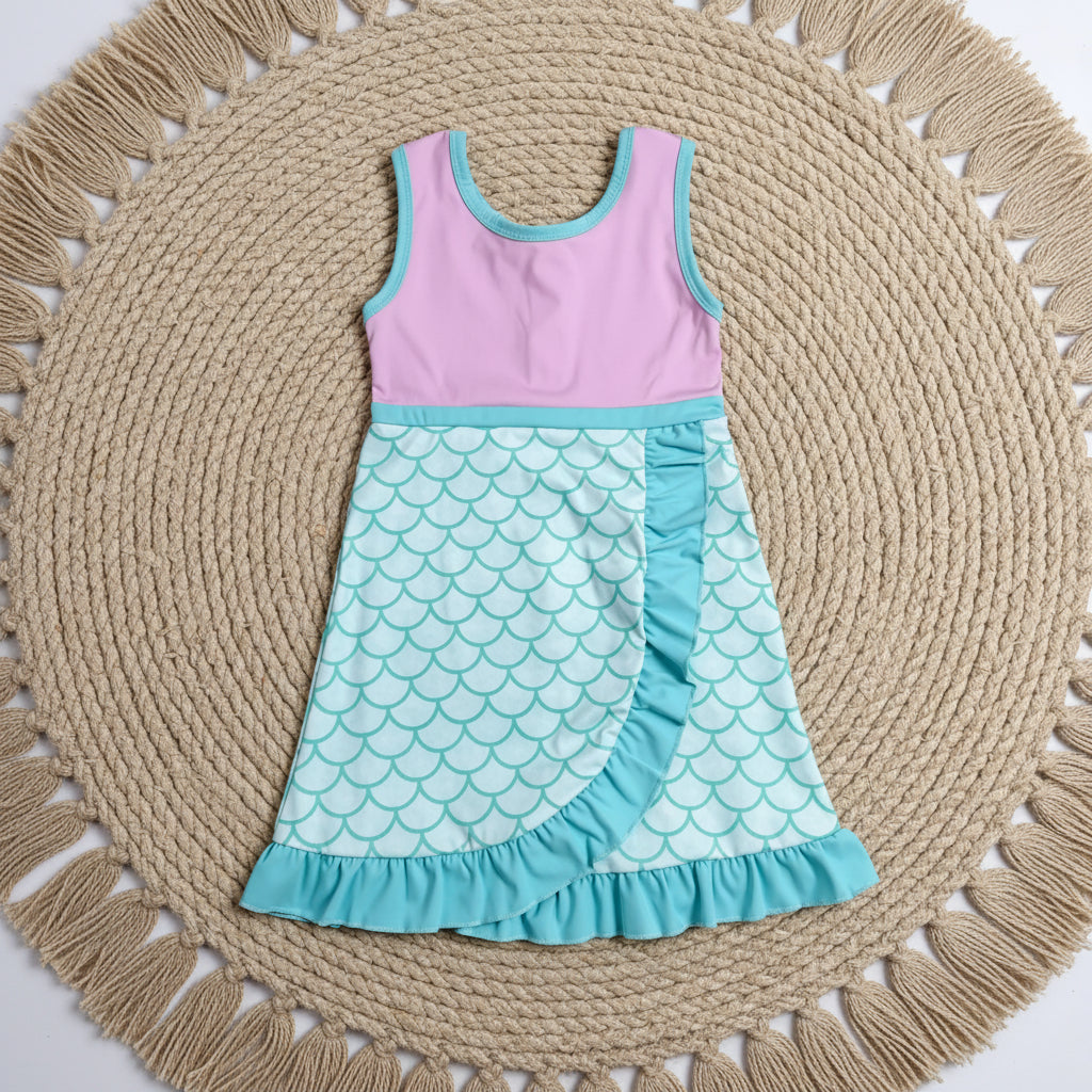 mermaid scales ruffle athletic dress