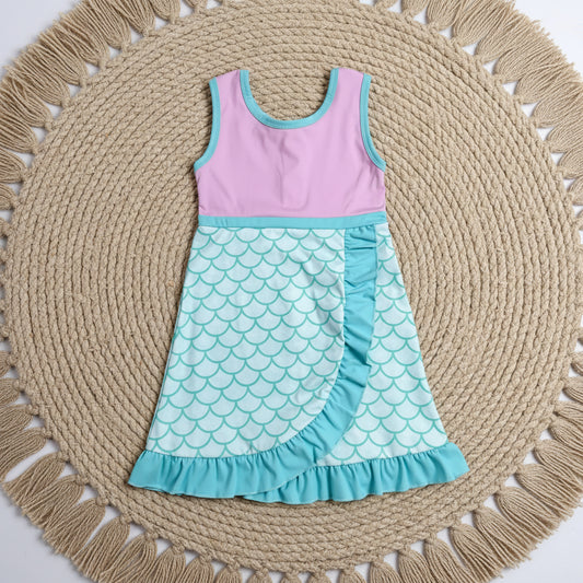 mermaid scales ruffle athletic dress