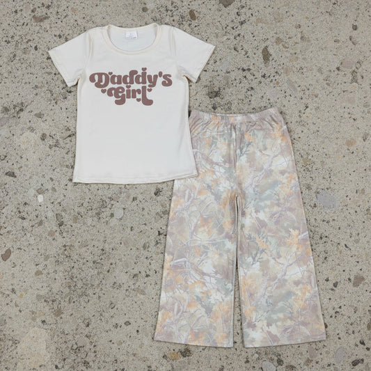 daddy's girl tee camo pants set （top color is off-white）