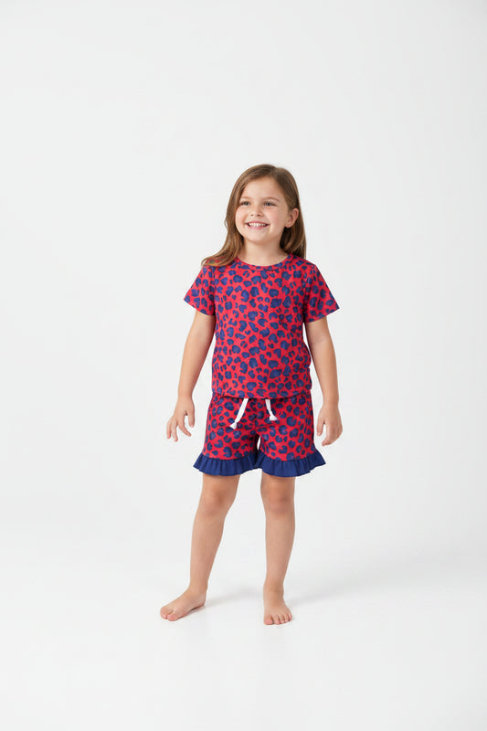 leopard ruffle shorts set summer girl clothing