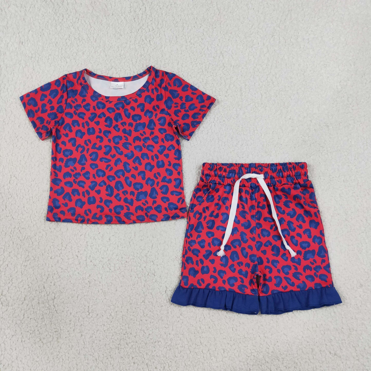 leopard ruffle shorts set summer girl clothing