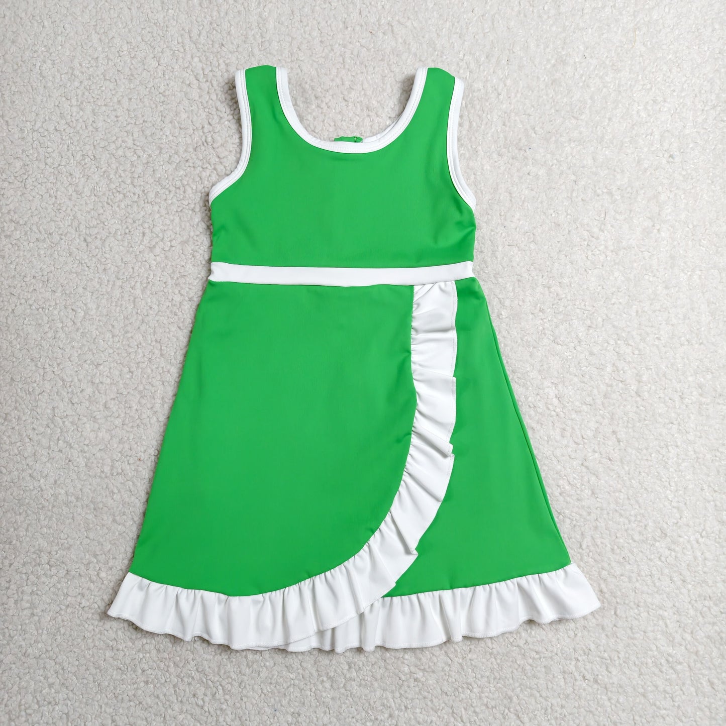 solid green and white ruffle athletic dress