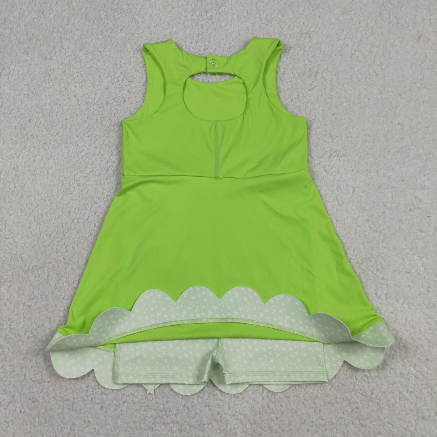 green sleeveless athletic scallop dress