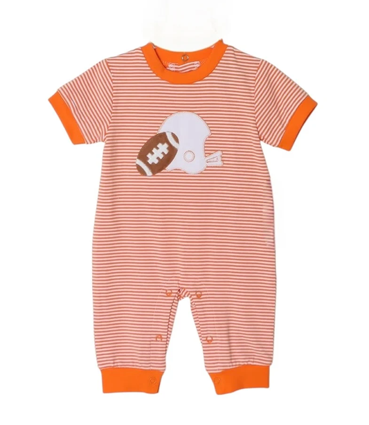 MOQ 8 TAT 7-8weeks custom order Football Boys Romper Orange