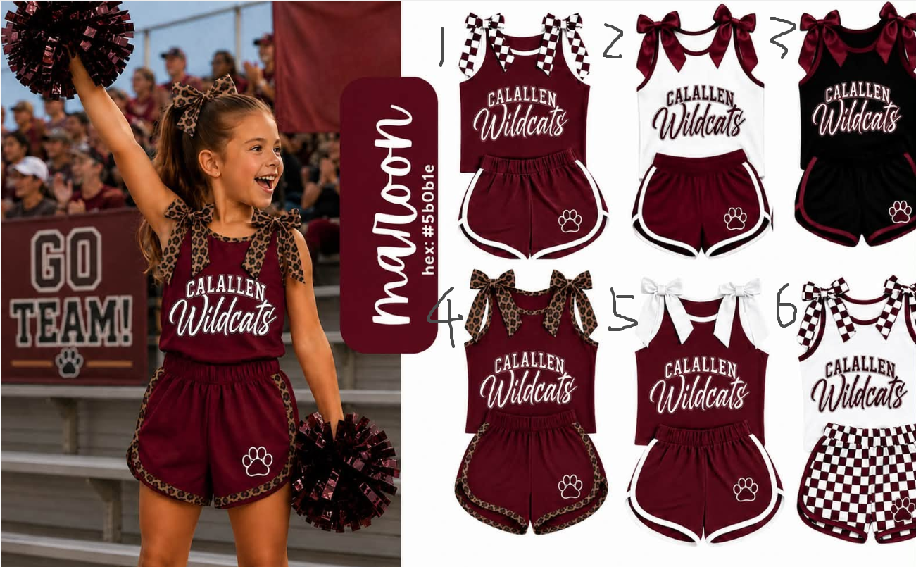 Custom order MOQ 5 Wildcats Football Team Cheer Sets