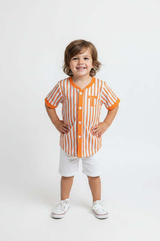 tennessee vols stripes button v-neck team boys t-shirt