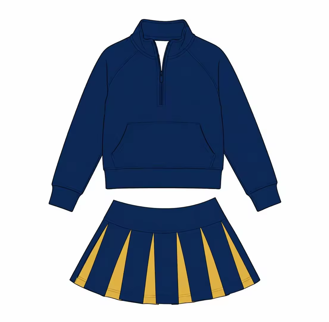 MOQ 10 TAT 6-7weeks Nicole bigley custom yoga navy pleated skirt set