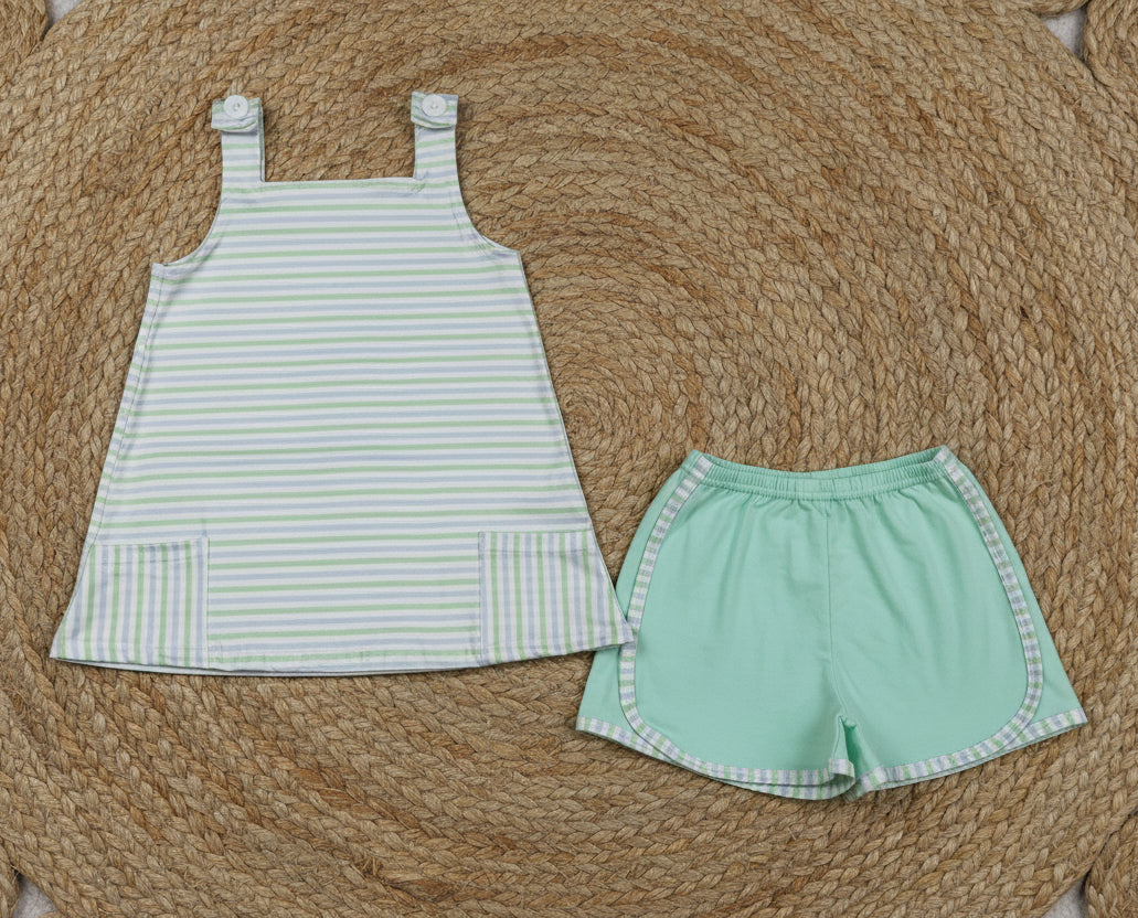 strap stripes shorts set summer toddler girl clothing