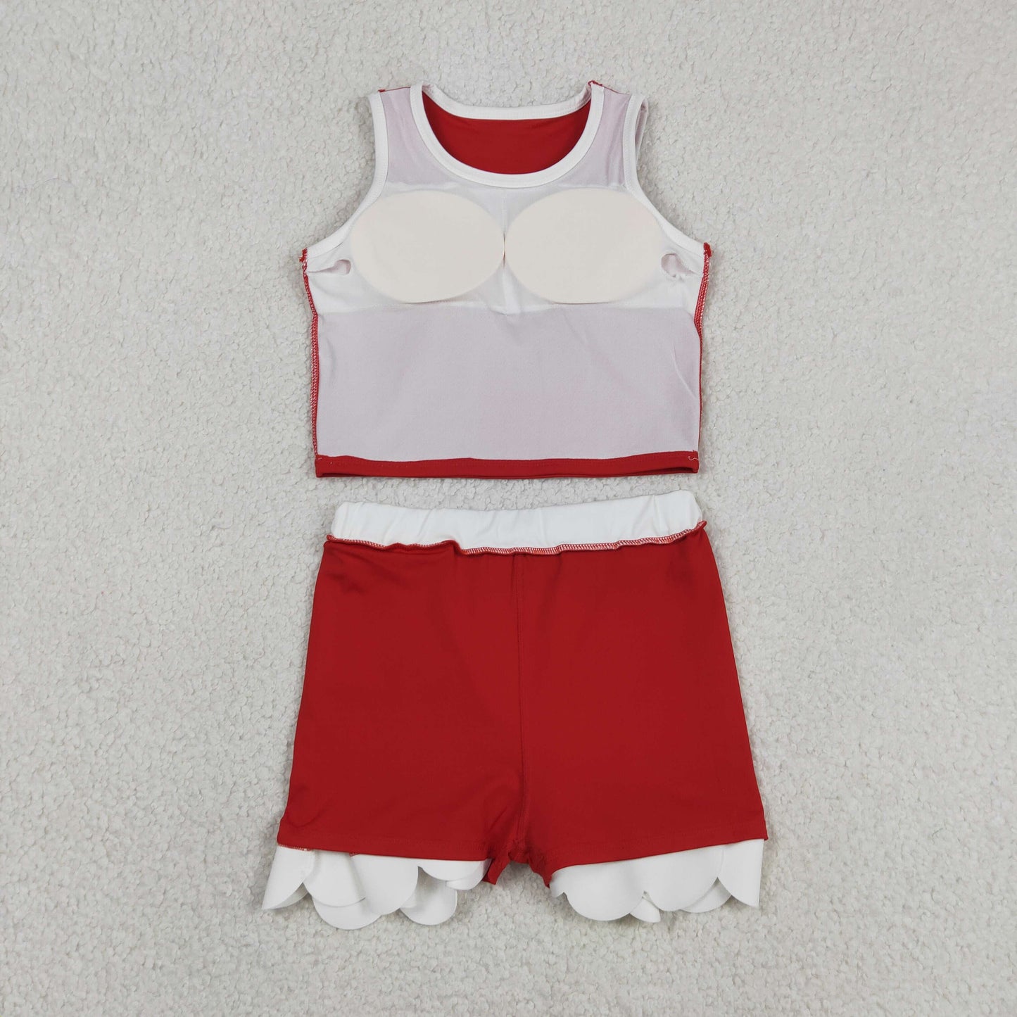 solid red white scallop athletic skort outfit girls clothes