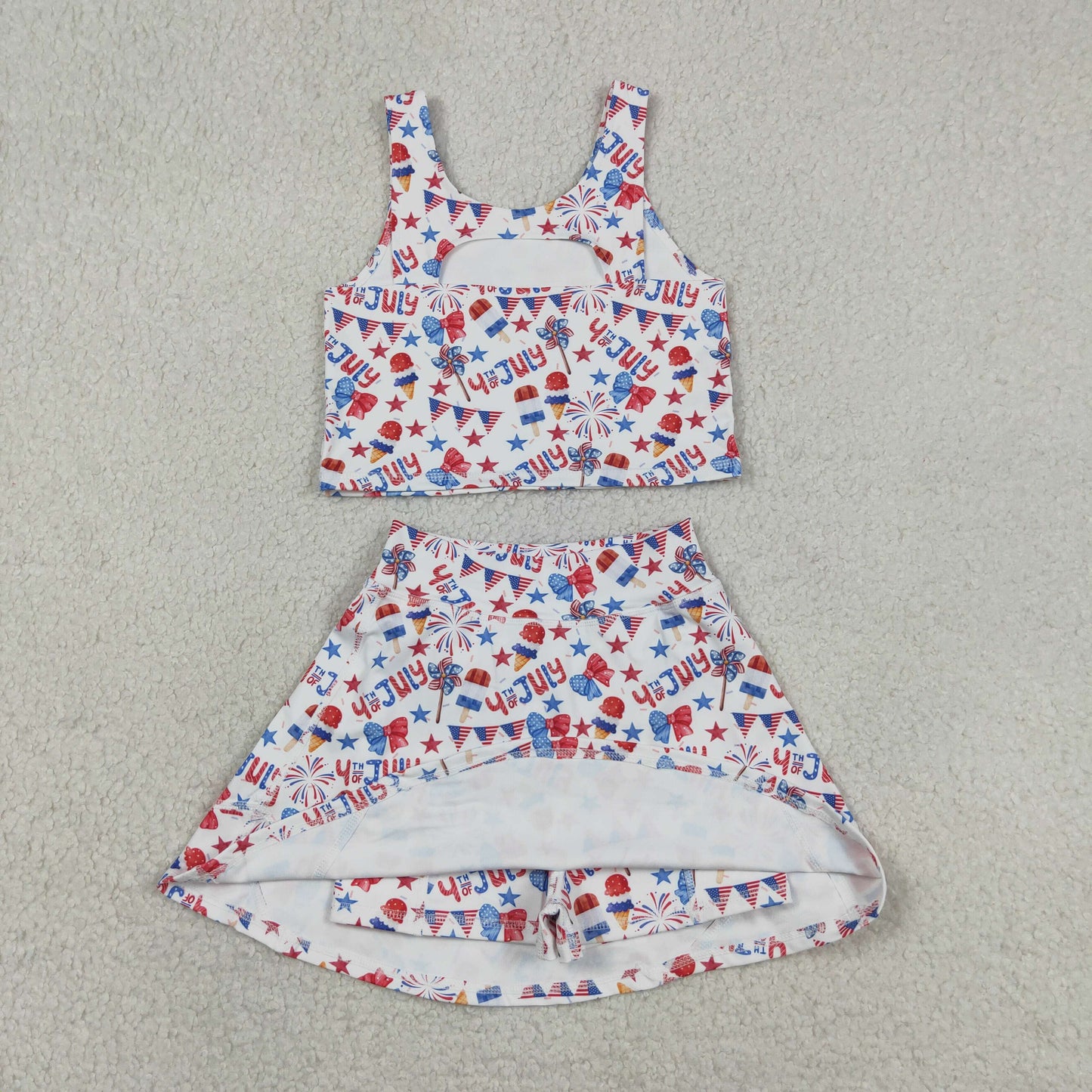4th of july firework coquette popsicle athletic skort set