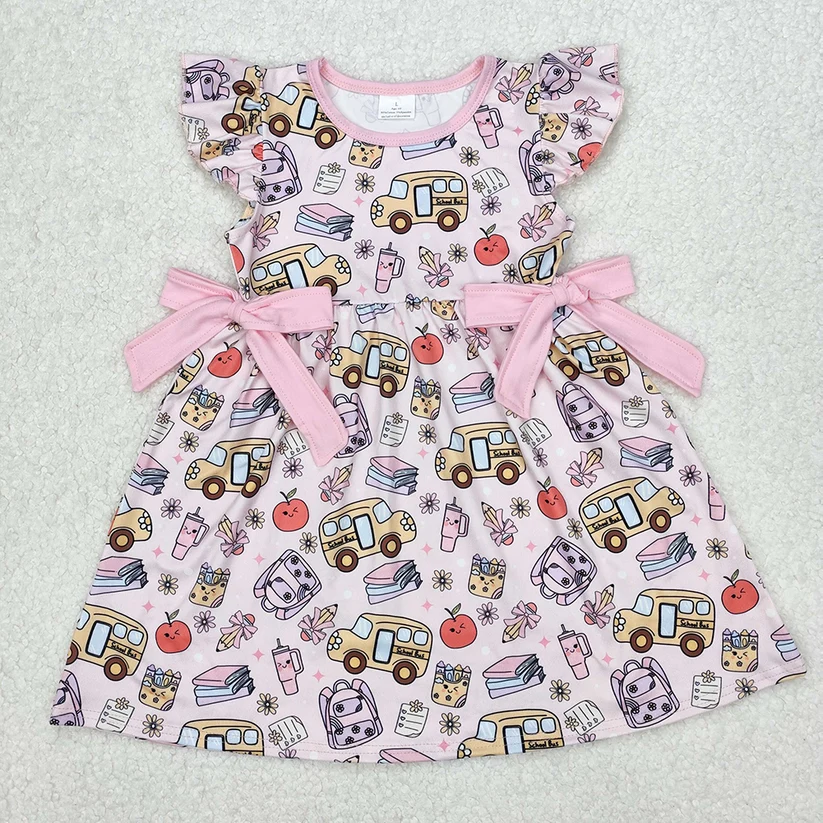 GSD1819  pink school bus books girl dress