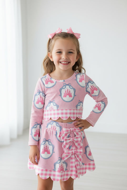 pink castle scallop athletic skort outfit girls clothes